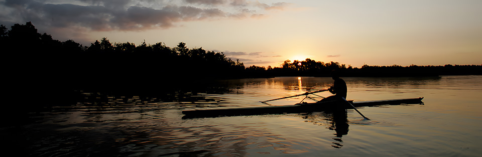 Rowing boat in darkness
